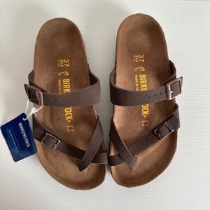 Birkenstock Mayari Women’s Size 7 /37 EU Dark Brown Cross-Strap Sandals NWT